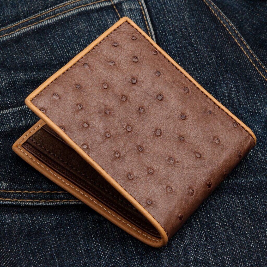 dark brown ostrich wallet